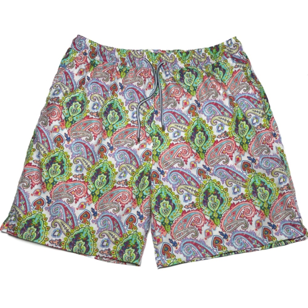 Peter‎ Millar Paisley Print Lined Swim Trunks Drawstrings Multicolor Men's L
